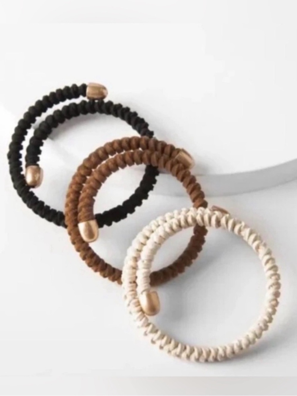 Plunder Eva Bracelet Set of 3 Vegan Suede - Black, Brown and Cream